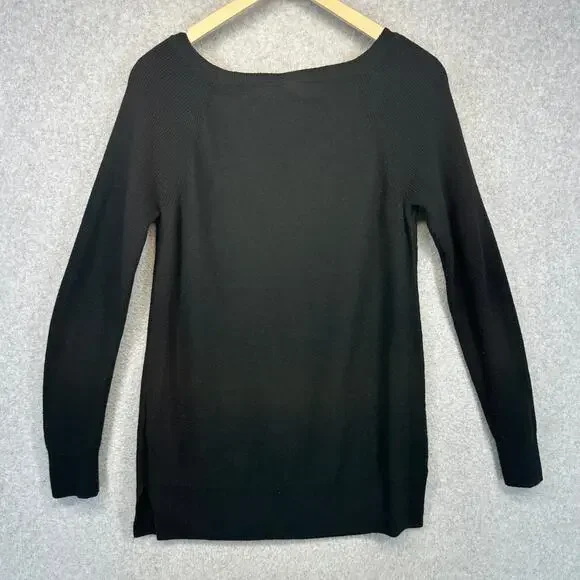 Gap Brooklyn Boat Neck Sweater Womens Small True Black Wool Blend Long Sleeve - Picture 2 of 10